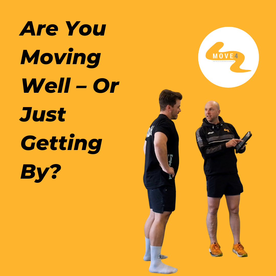 Physiotherapist in Northampton performing musculoskeletal screening with handheld dynamometer and force plate technology.